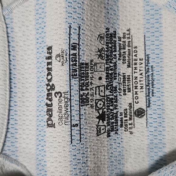 Patagonia Half-Zip Light Gray & Blue Striped Long Sleeve Top Size Small - Picture 4 of 6